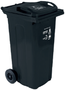 Black wheelie bin